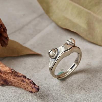 Adjustable Frog Ring - Handmade 3D Polished Alloy Open Ring