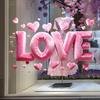 Valentine's Day Window Cling Removable Waterproof PVC Pink Bow Love Letter Heart Static Glass Sticker Wedding Holiday Party Window Decoration Decal