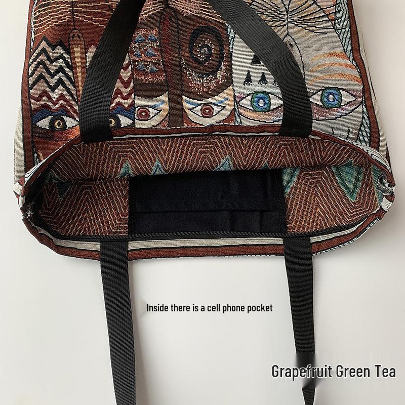 European & American Style Printed Canvas Bag: Large-Capacity Handbag, Cute Korean Shoulder Bag, Perfect for Moms & Students