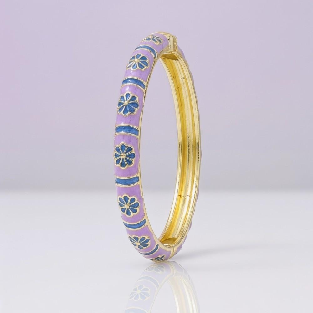 Colorful Vintage Cloisonne Bangle Enamel Floral Women's Hand Bracelet Chinese Flower Bangle  Ladies