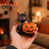 Durable Halloween Party Supplies Black Cat Pumpkin Skull Resin Statue, Cute Decoration for Artistic Desk Decor Indoor Outdoor Yard Table Decor,