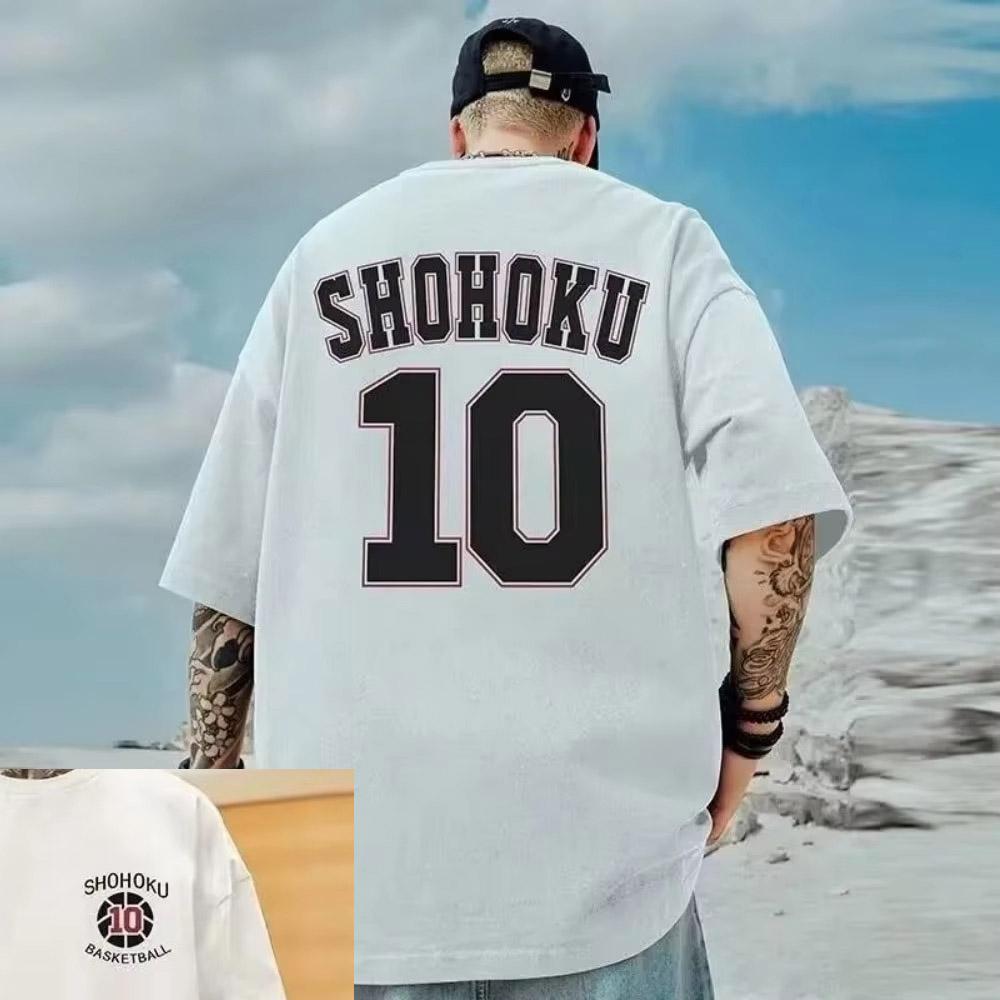 Summer  men's  fashionable loose American basketball size 10 printed short sleeved round neck versatile trendy coupl