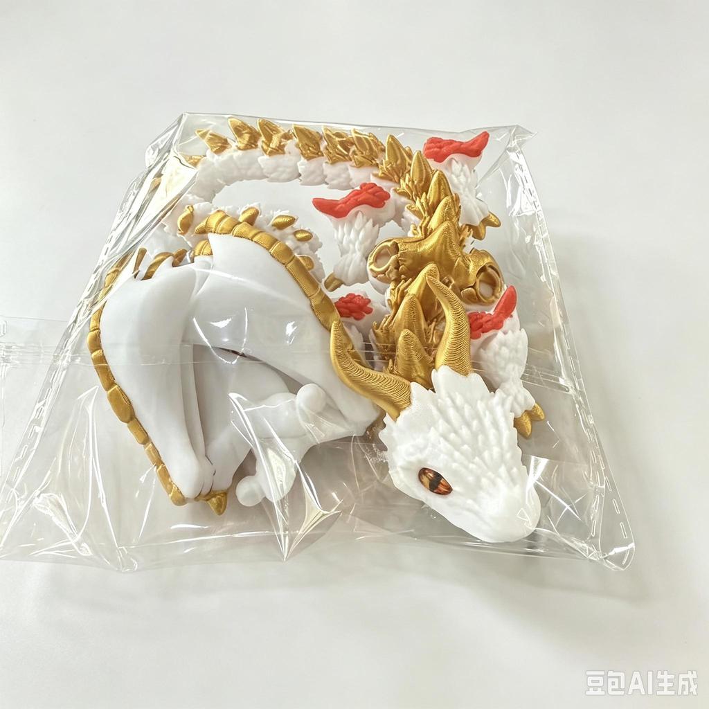 32cm 3D Printed Articulated Double‑Horned Dragon With Wings Fidget Model