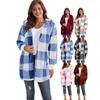 Fall Winter Women's Plaid Hooded Fleece Coat, New Casual Warm Outerwear for Women