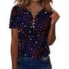 Women's T Shirt Independence Day Print Button Short Sleeve Daily Weekend Fashion Basic V- Neck Regular Top