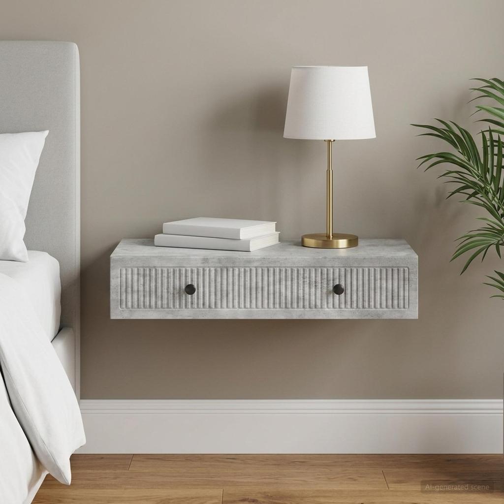 Wall Mounted Side Table Concrete Grey 87.5 x 34.5 x 17 cm