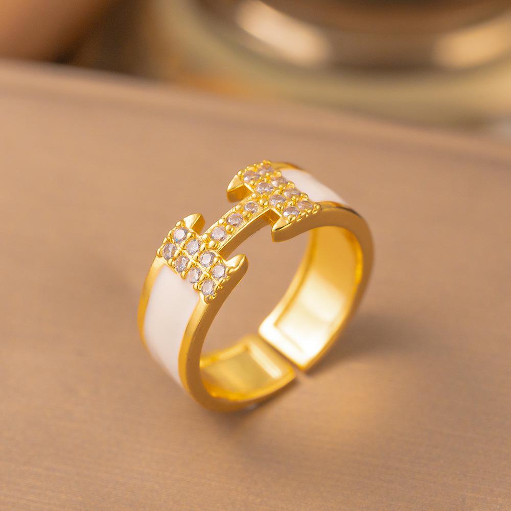 Micro-Inlaid Zircon Fashion Open Ring - Adjustable Luxury Index Finger Jewelry for Women