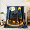 Black cat in basket starry sky Print Adult Children Warm Blankets Home Travel Car Soft Comfortable Suitable for all seasons