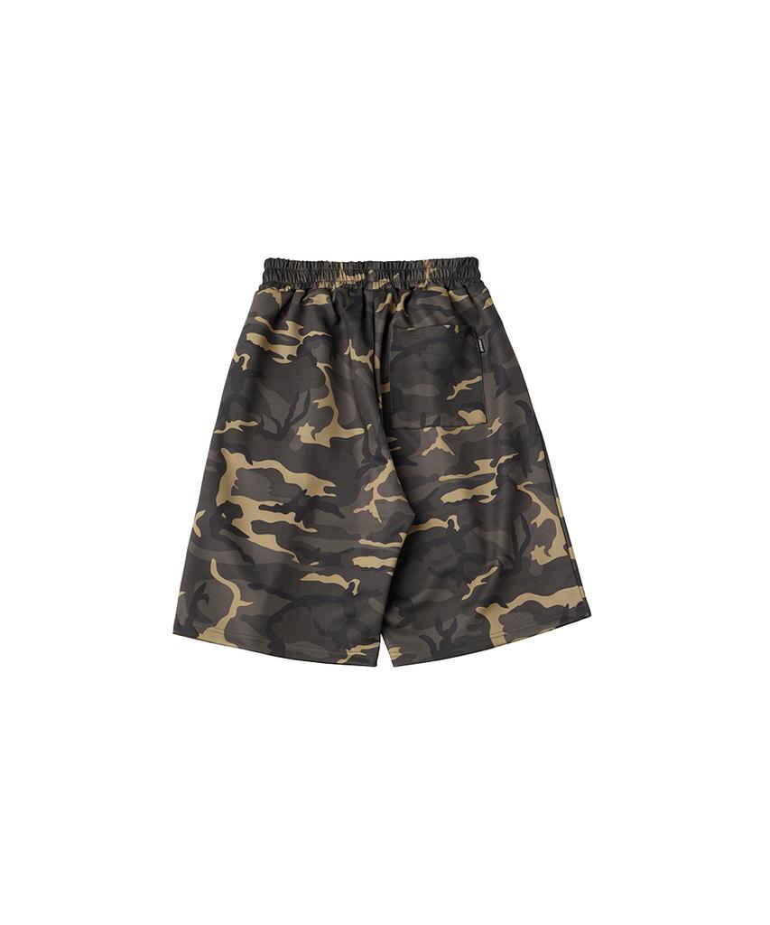 URBANAGE Bermuda Camo Wide Sweatshirt Shorts_Khaki