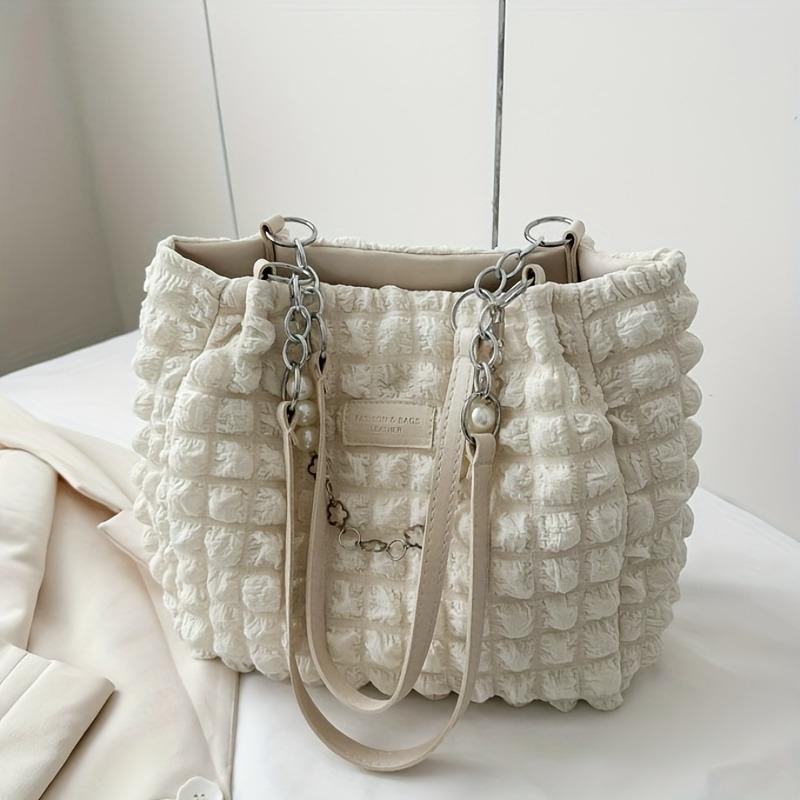 Sommerlich frisch und süß, geraffte Bubble-Cloud-Schultertasche, geräumige Tragetasche für Ausflüge und Pendeln, modische weiche Damenhandtasche