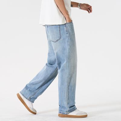 Jeans Men's Trendy Brand Loose Straight Wide-leg Pants New Spring and Summer Boys American Casual Long Pants