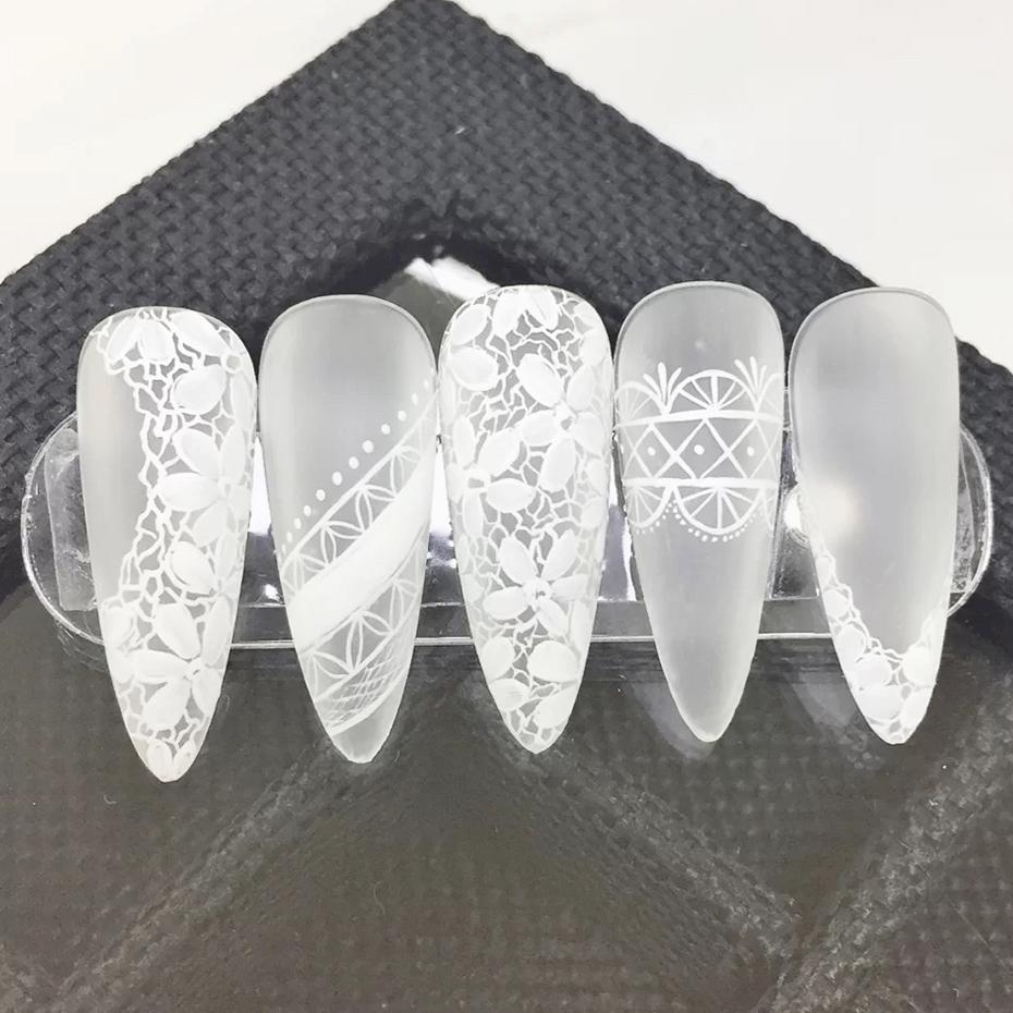 4pcs Nail Art Stamping Plate Flower Lace Patterns Image Stencil Stamper Gradient Nail Brush Nail Set Template Tools LYBC01-20-2
