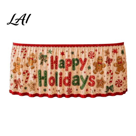 Wrinkle Free Table Cloth for Celebration Christmas Skirt 70.9×29.5 Inch Apron with Santa Gnome Reindeer Buffalo Reusable Cover Dining Plaid