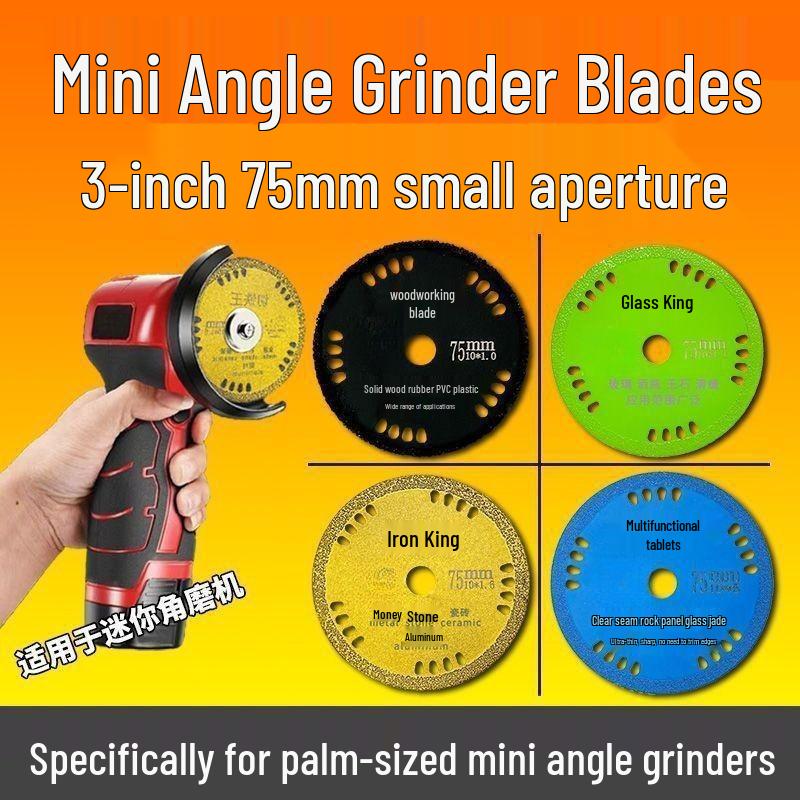 להב זוויתן מיני 75 מ"מ לחיתוך אבן, עץ, זכוכית, אריחים, קרמיקה ורובה