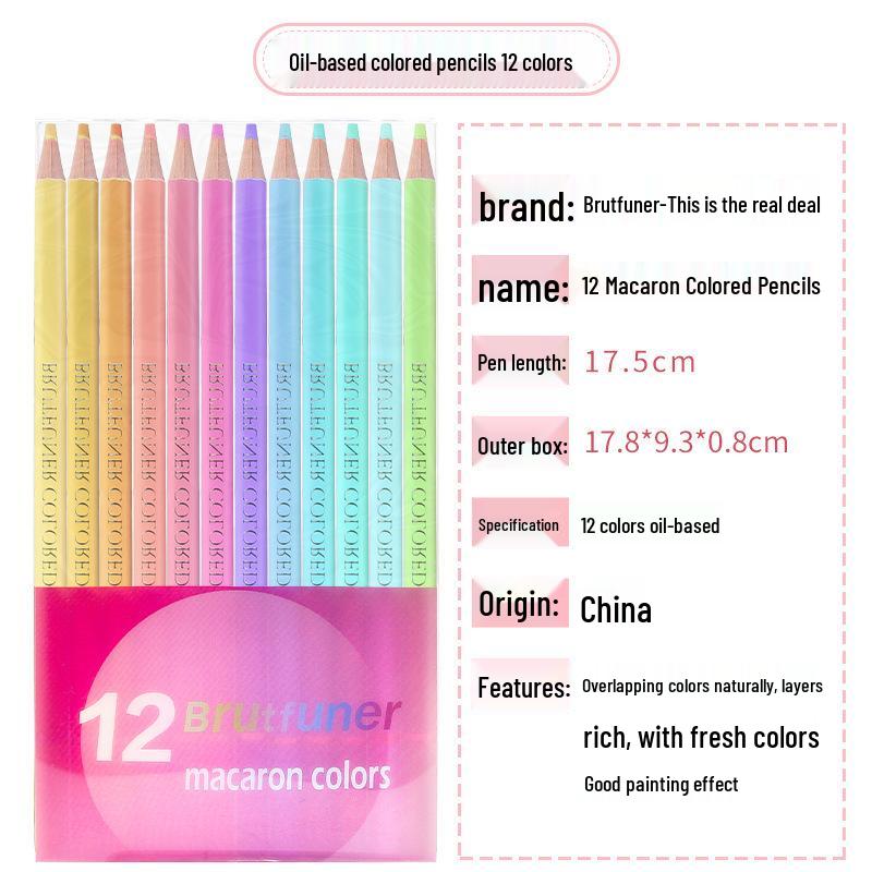 

Brutfuner Macaron Oil-Based Colored Pencils - Sets of 12, 24, or 50 Colors for Art 2B