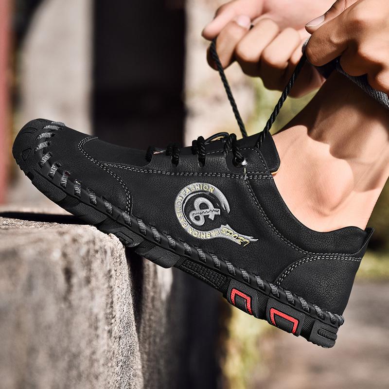 Brand Big Size Genuine Leather Men'S Shoes Outdoor Non-Slip Footwear Men Casual Shoes Male Comfortable Flats Lace Up Moccasins