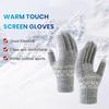 1 Pair Winter Warm Knitted Gloves for Women Men Touch Screen Full Finger Gloves Cold Weather Windproof Thicken Gloves for Skiing Cycling Hiking