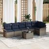 7 Piece Grey Garden Sofa Set with Cushions