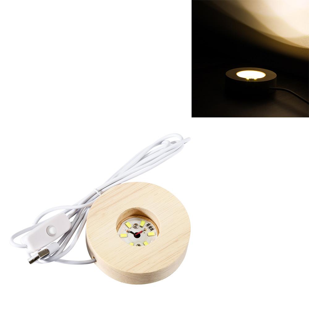 Resin Art Display Round Wood Colorful LED Light Wooden Night Lamp Base Stand for DIY Epoxy Resin Mold Display Base Home Decor