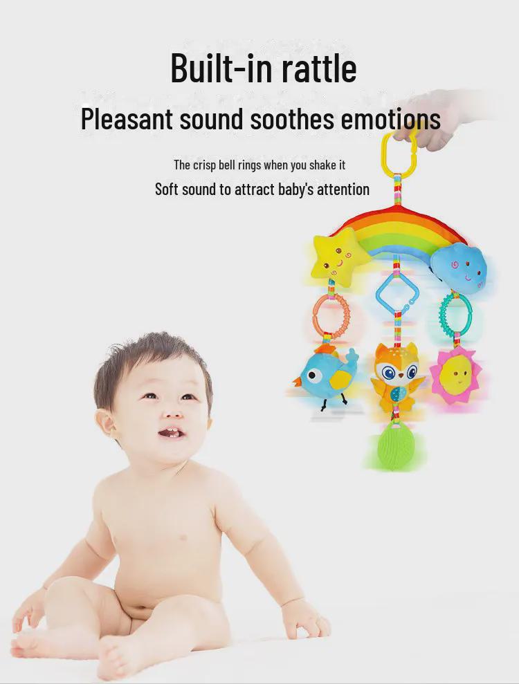 Aipinqi Rainbow Hanging Plush Car Toy and Baby Crib Rattle