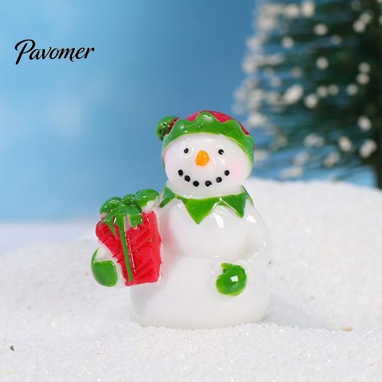 Christmas Tree Mini Decorations 2Pcs Snowman Figurines, Winter Tiny Resin Decoration, Xmas Micro Handmade Craft Embellishments Landscape Ornament