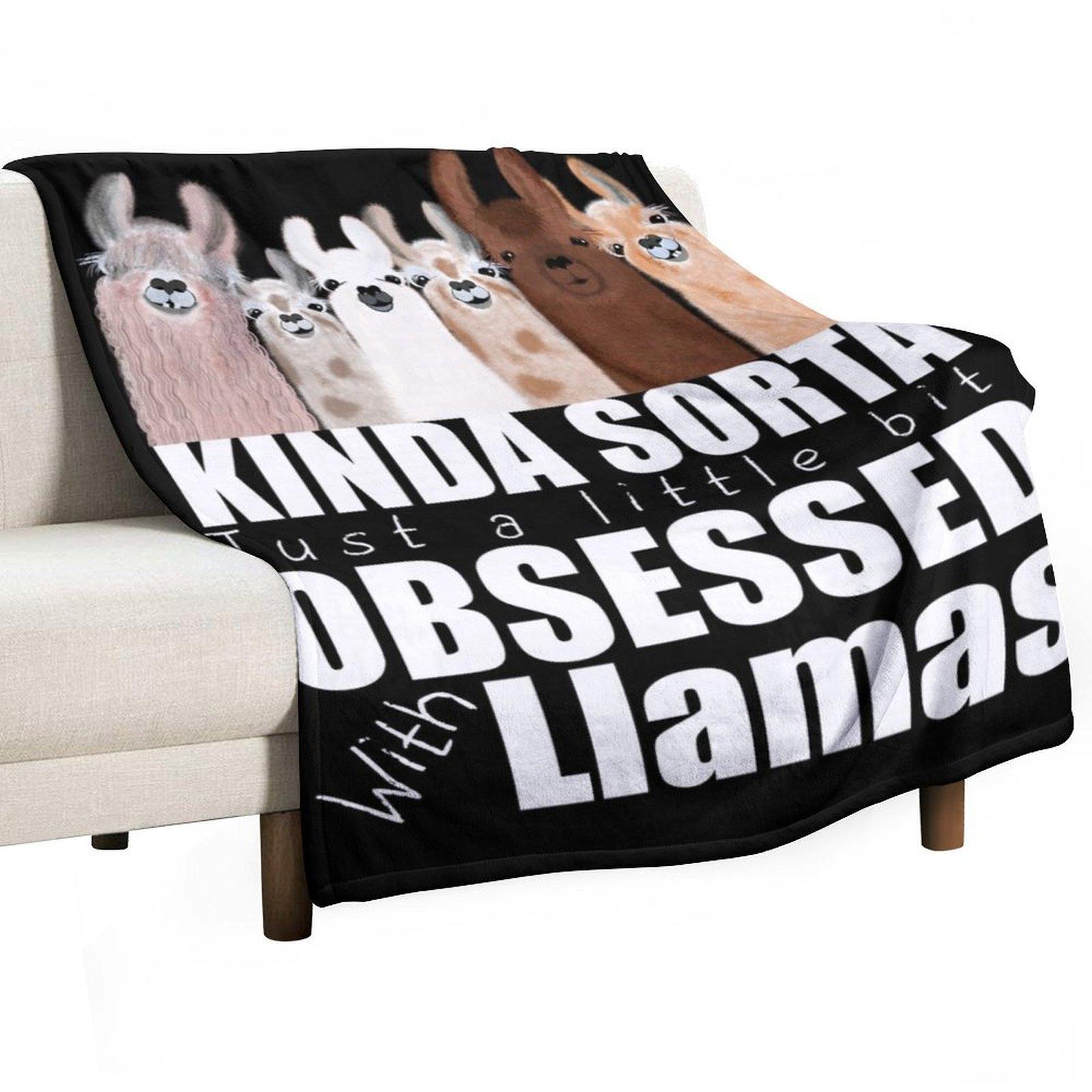 Obsessed with llamas just a little bit Throw Blanket Kid S sofa bed Nap Luxury Blankets 30x40in