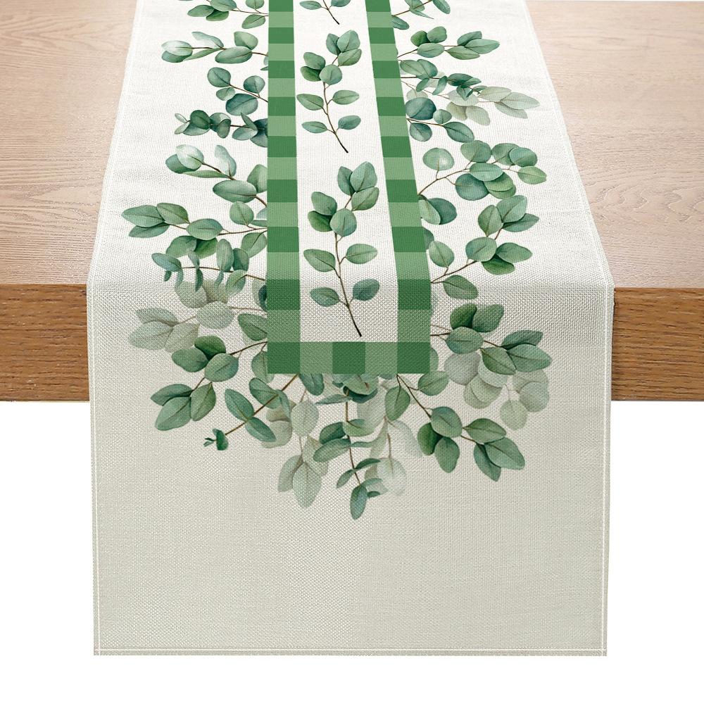 Green Plant Series Printed Table Flag Linen Home Decoration Table Table Cloth Cabinet Tea Table Decorative Cloth