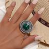 Unique Boho  Stone Ring Big Round Rings For Women Vintage Female Wedding Party Jewelry Birthday Gift
