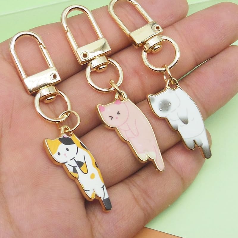 Wowjimi 6 Piece Pendant Literary Cute Cat Key Chain Gokin Stylish Pendant Key Ring