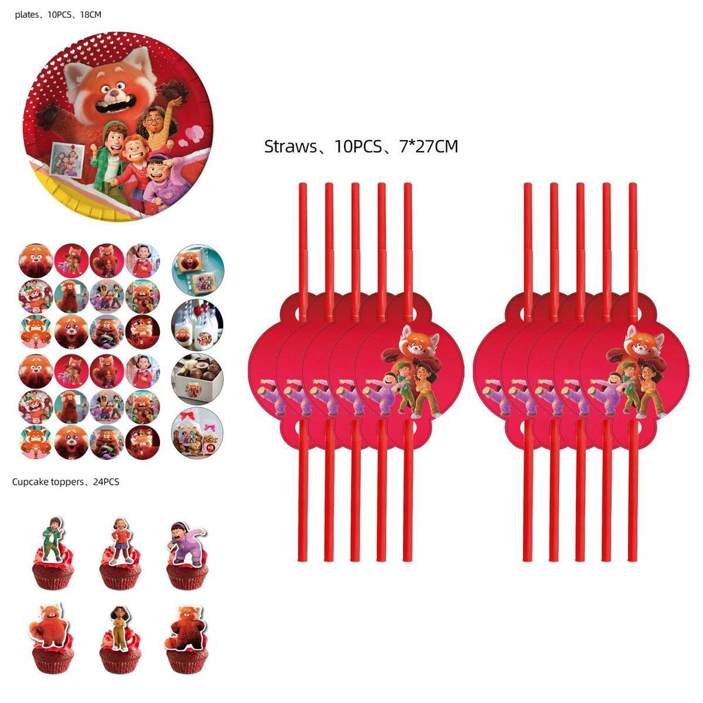 Rote Panda Geburtstagsparty Set Mit Niedlichen Cartoon Dekorationen Und Überraschungen