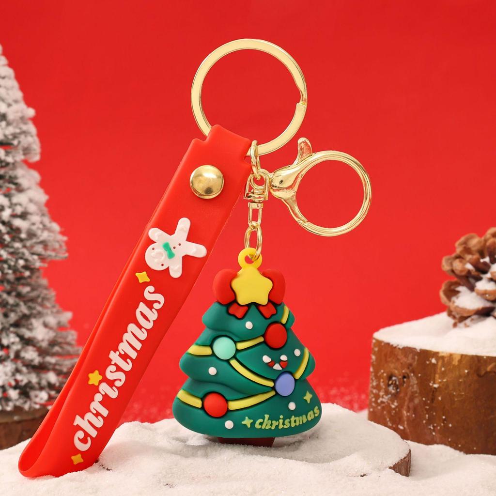 Niedlicher Cartoon Weihnachts Schneemann Gummi Schlüsselanhänger - Weicher Anhänger für Schlüssel oder Taschen