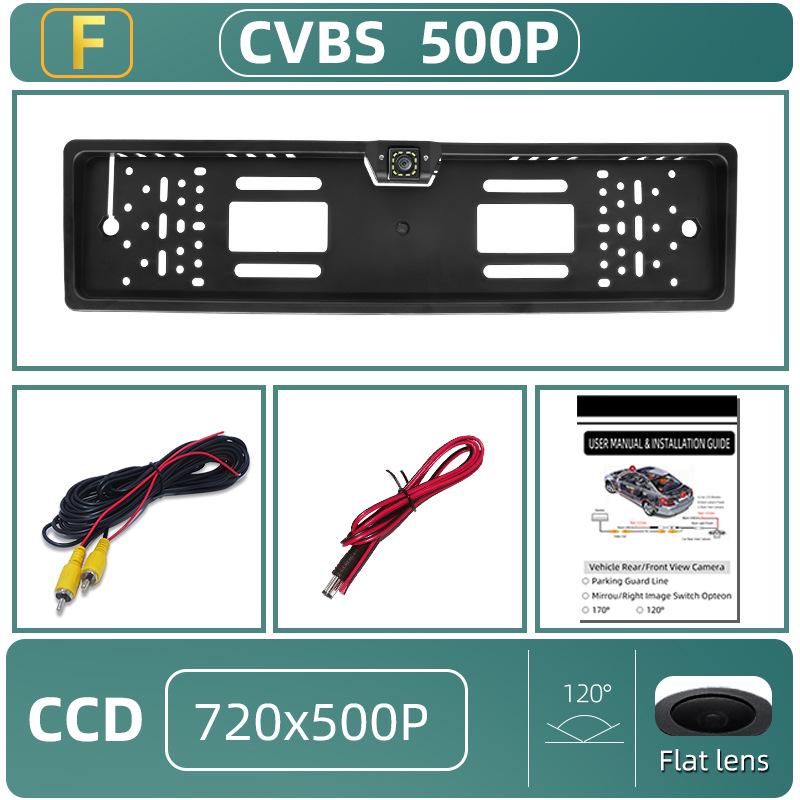 European License Plate Frame with 16 LED Lights and HD Rearview Camera