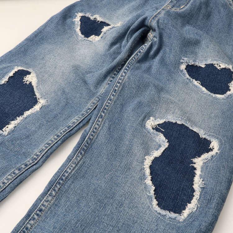 【Kinderkleidung】 Daddy Oh Daddy (Daddy Oh Daddy) Destroyed Denim Straight Pants 150cm, 160cm V51017