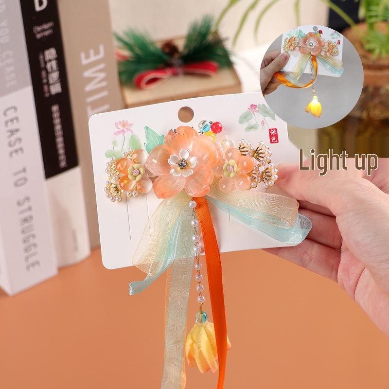 Elegant Hanfu-Inspired Hair Clip: Pearl Tassel Flower Design for Kids