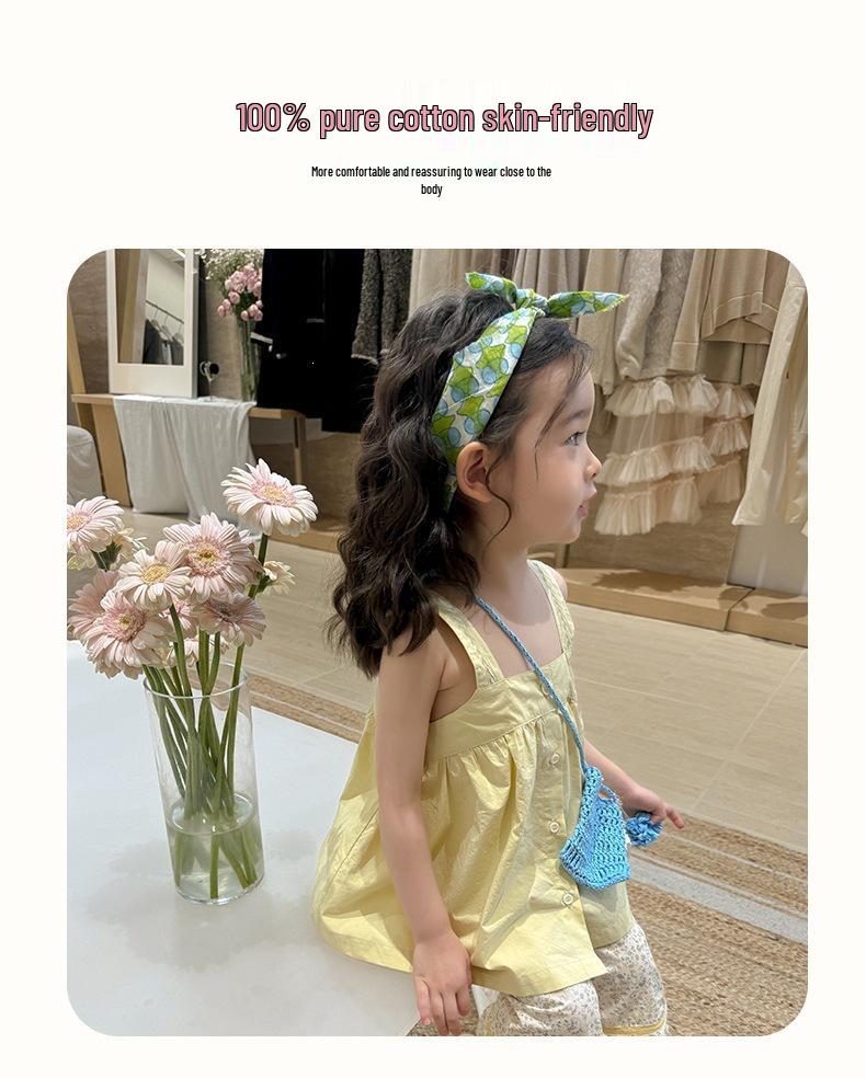 Summer Girls' Two-Piece Set: Spaghetti Strap Doll Shirt & Wide-Leg Pants, Available In Large and Small - 710608.