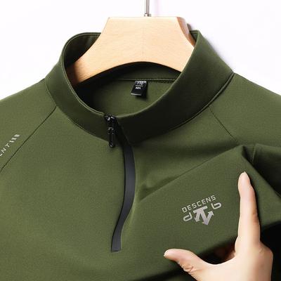 Premium Zipper Stand-Up Collar Men'S Long-Sleeved T-Shirt Printed Casual Sports Polo Shirt And Bathroom Clothes
