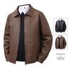 2025 Autumn Retro PU Leather Motorcycle Jacket: Trendy, Loose-Fit Men's Outerwear