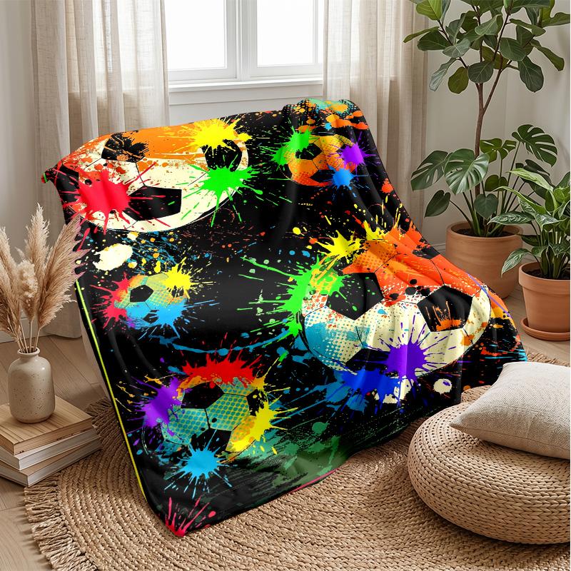 Soccer Ball Splash Art 11 Theme Blanket Lightweight Warm Flannel Blanket Decorative Throw Blanket for Home Decoration