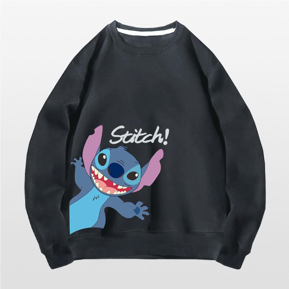 Stitch Crew Neck Sweater Men's and Women's Trendy Brand Autumn Animation Cute Couple Loose Shoulder Clothes
