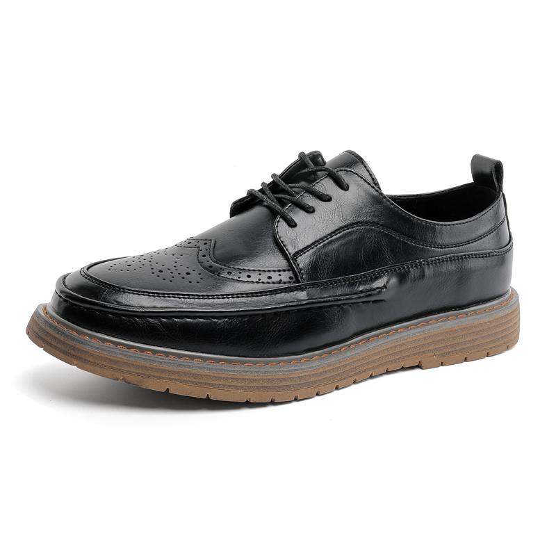 Fashion Brogue Men's Leather Shoes Fashion Designer Style Office and Leisure Business Black Shoes OUTDOOR Plus Size Young Versatile