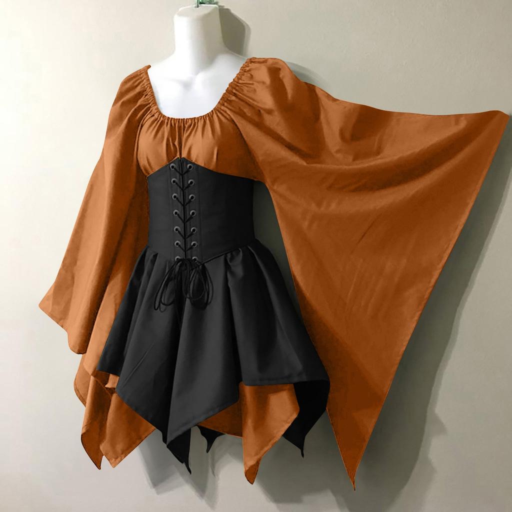 Women Fashion Long Sleeve Vintage Dress Cosplay Party Evening Night Formal Dress
