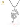 NUOYA Fine Jewelry Iced Out Dragon Design Pendant Silver Plated Chinese Dragon Charm Pendant Unisex Rapper Jewelry