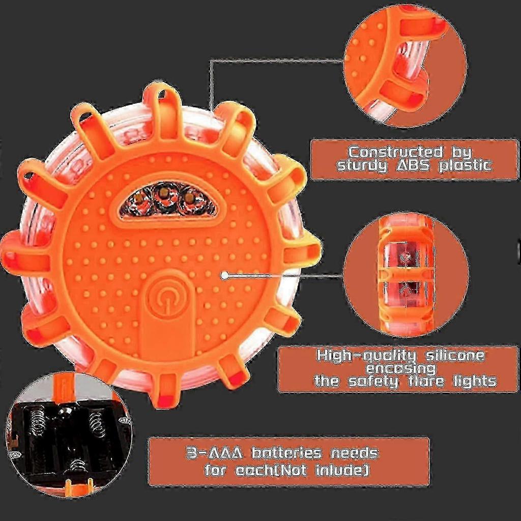 Kit di 4 luci di segnalazione LED lampeggianti di emergenza stradale con dischi a luce