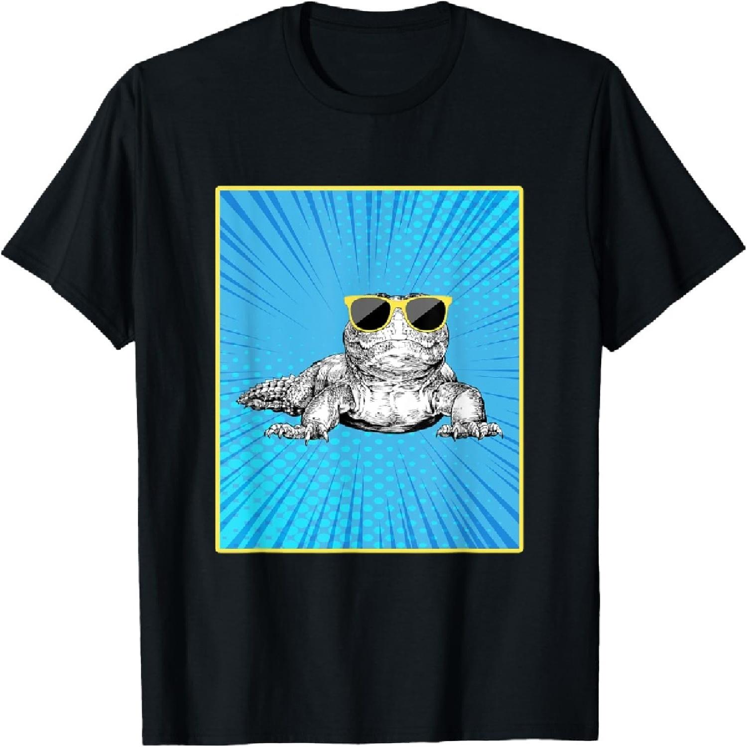 

Uromastyx Portrait Pop Art Reptile Animal with Sunglasses T-Shirt XXXXXL