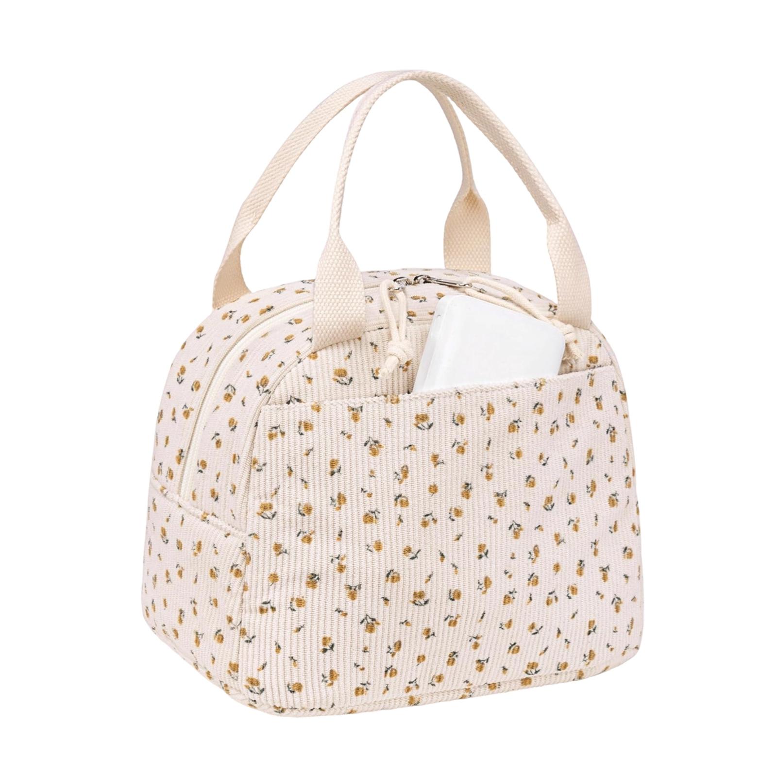 

Lunch Bag For Women Men Cute Corduroy Lunch Tote Bags Reusable Insulated Lunch Box Large Capacity Reusable Insulated Cooler For Work Picnic Or Travel