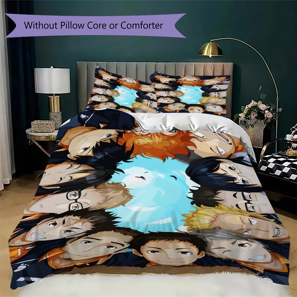 Haikyu!! Anime Pattern Bedding uilt Set uilt Cover Pillowcase Home Decoration Birthday Gift (1 * duvet cover + 2 * pillowcase  without core)53