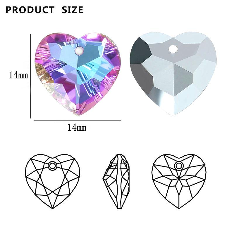 Crystal Austria 6432 Heart Cut Pendants Loose Rhinestone Charms Glass Jewelry Gems Stones for DIY Necklace Jewelry Making 12Pcs