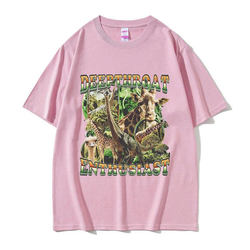 Deepthroat Enthusiast Giraffe Funny Meme T Shirts Men Women Retro High Quality Fashion T-shirt Tops Cotton Tshirt