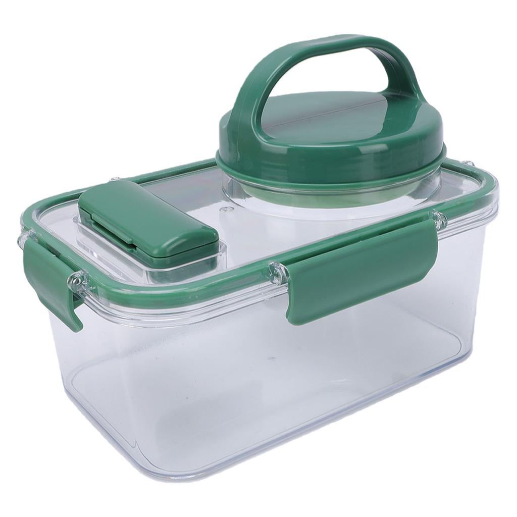 Rectangular Salad Bowl with 4 Condiment Containers Large Capacity Transparent Food Grade Portable Salad Bowl with Fork