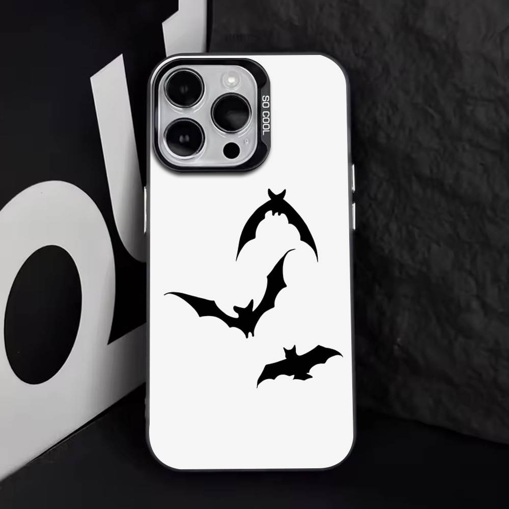Fledermaus Spinnenmuster Mattierte Textur Handyhülle Für iPhone17,16,15,14,13,12,11 Plus,ProMax,XS,Bunte Silberne Handyhülle Funda Cover